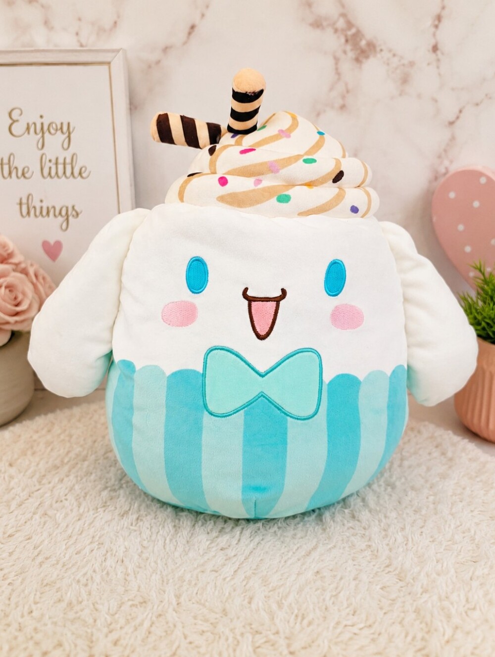 Squishmallows Sanrio Squad Cinnamoroll Ice Cream Sundae Plush 12”